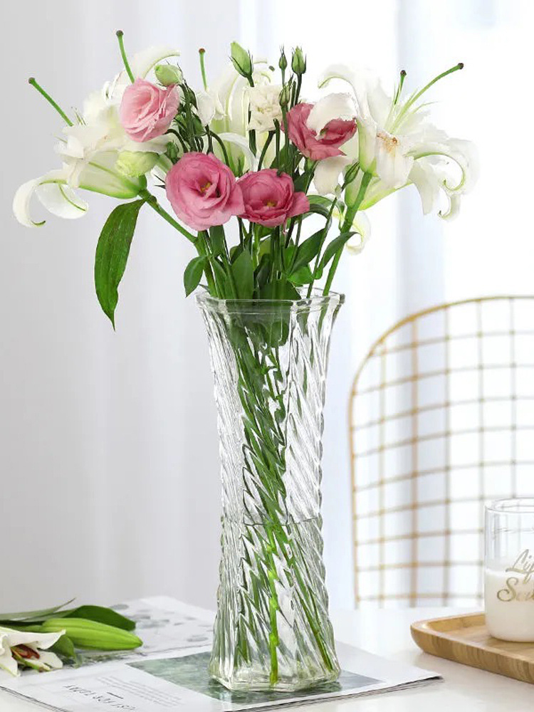 花瓶玻璃透明水养富贵竹绿萝花瓶客厅插花现代简约家用大号摆件