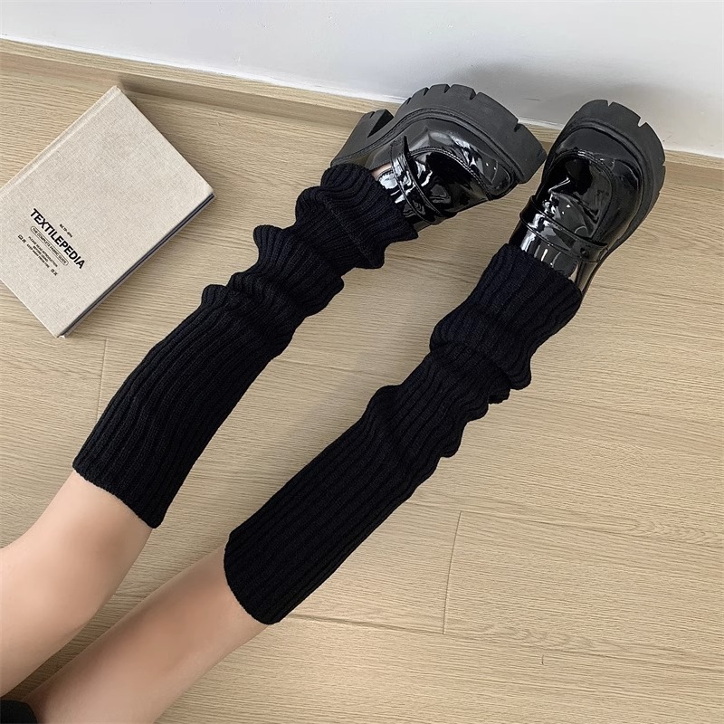 Knitted Leg Warmers Harajuku Style Y2g Hot Girl Asian Culture Japanese JK College Style Keep Warm in Spring and Autumn Mid-Calf Length Loose Socks Female