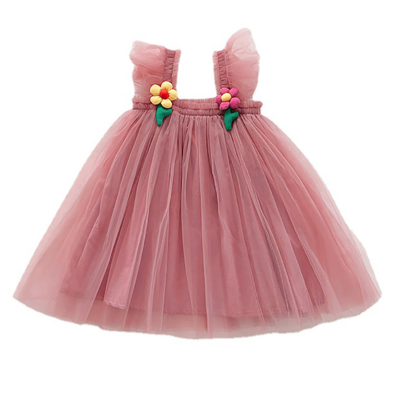 Girls' Dress Baby Tulle Skirt 2023 Summer Tassel Gauze Skirt Pettiskirt Children Princess Dress Halter Skirt