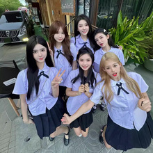 泰式泰国校服衬衫女学院风jk制服高中学生合唱演出毕业班服套装