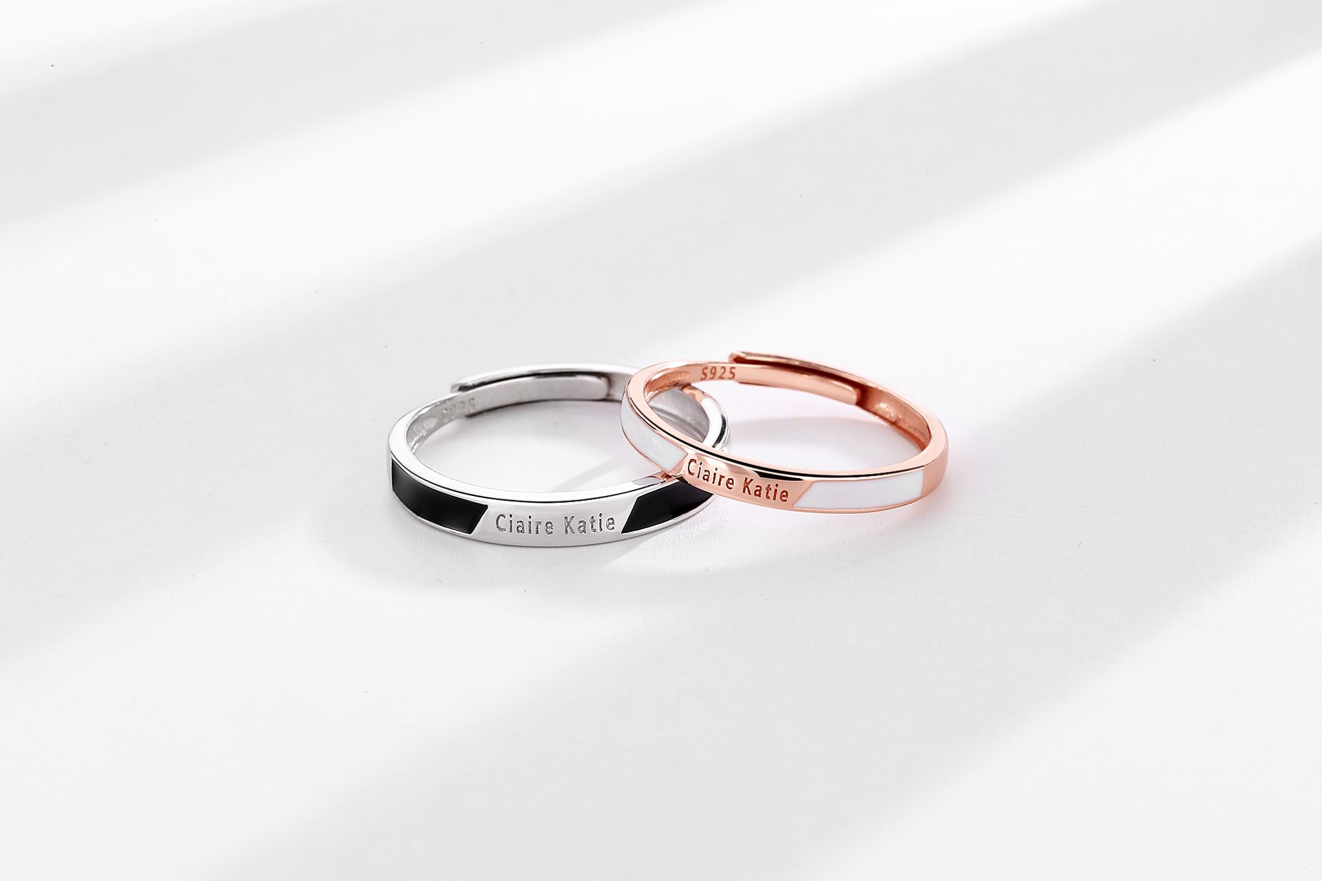 s925纯银字母情侣对戒 极简风轻奢设计感情侣戒指一对送女友礼物