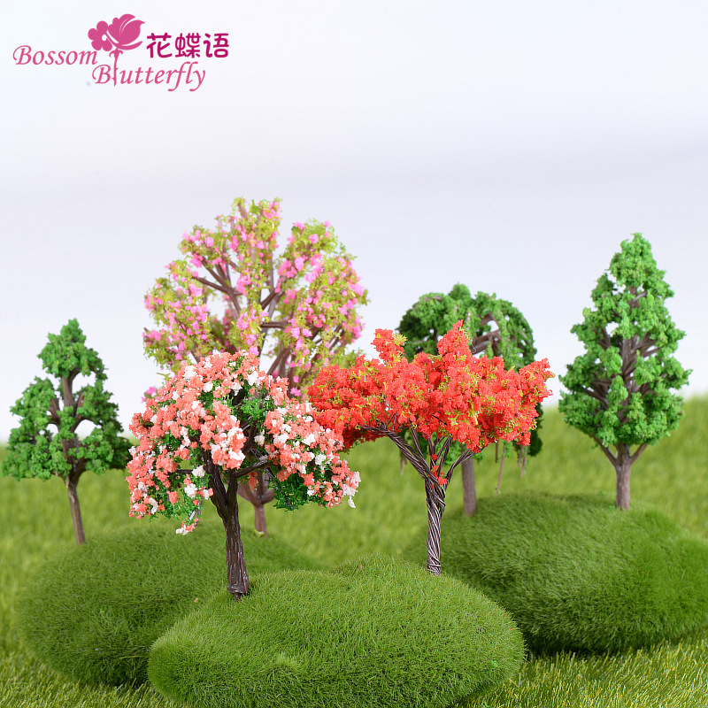 苔藓微景观创意仿真塑料樱花树 diy装饰品配件农场园艺造景小摆件
