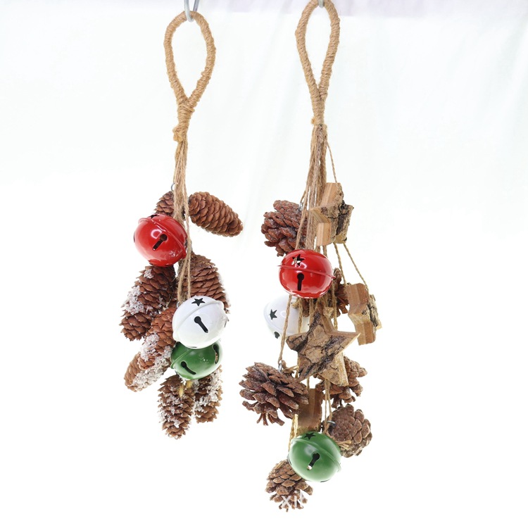 圣诞节装饰挂件挂饰吊饰松果铃铛风铃串