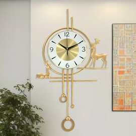 E4C个性创意客厅时尚挂墙艺术壁饰石英钟北欧轻奢钟表简约时钟挂