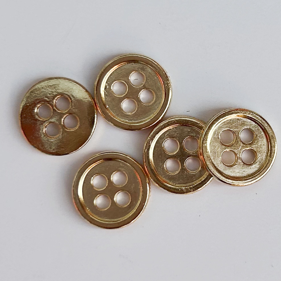Shirt Metal Bright White Button 1.1mm Four-Eye Thin Edge Button Bronze Gold Button Chanel Style Alloy Button