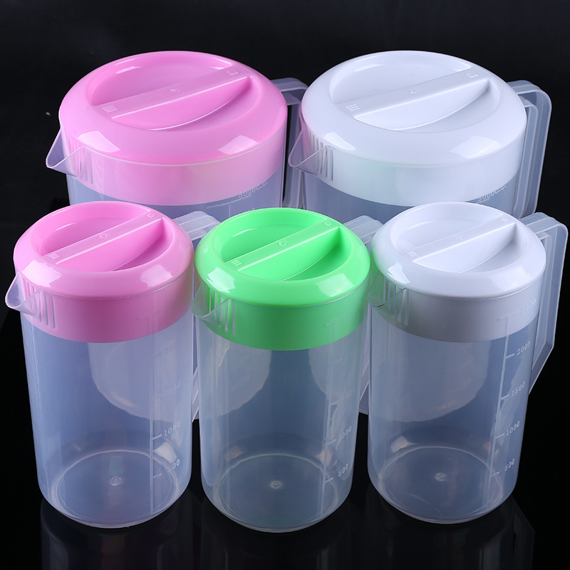 加厚冷水壶 加厚款带盖子量杯 带刻度 把手水杯包邮2.5l-5000ml