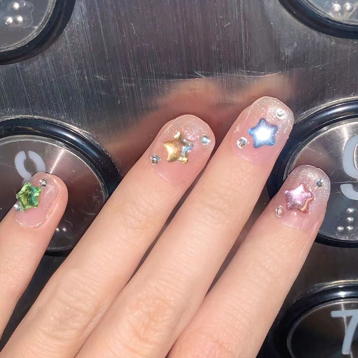 纯手工穿戴甲美甲甲片成品一闪亮晶晶假指甲贴片晨年原创可拆卸