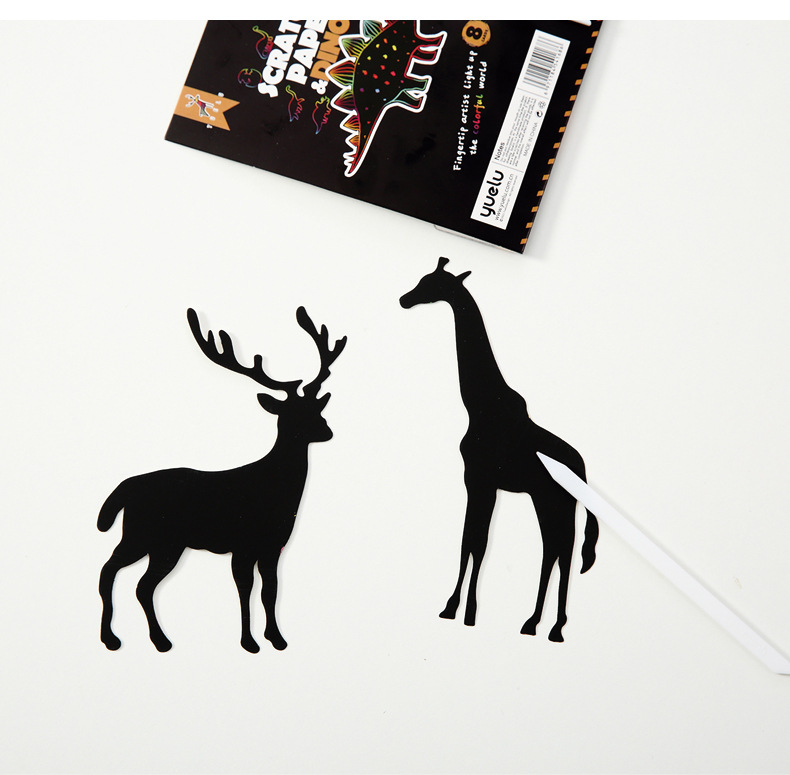 跃鹿yuelu儿童模切刮刮画创意造型彩色手工diy刮画纸跨境刮画套装