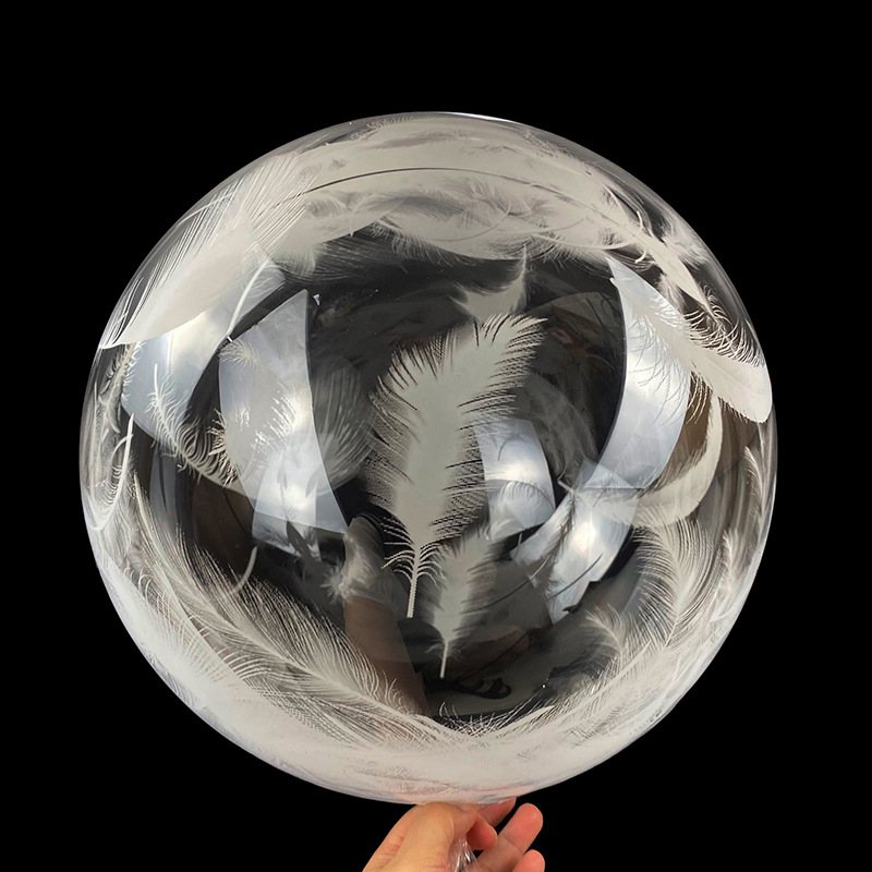 新款彩色18寸印羽毛波波球生日party户外装饰拍摄气球bobo球