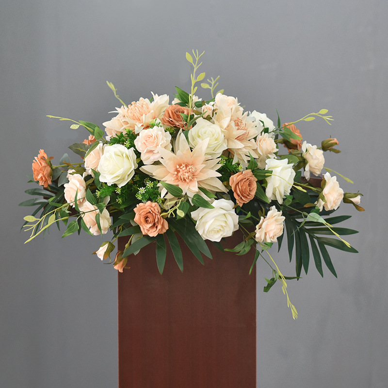 会议讲台花桌花签到装饰台仿真花假花酒店宴会演讲田园花艺仿真园