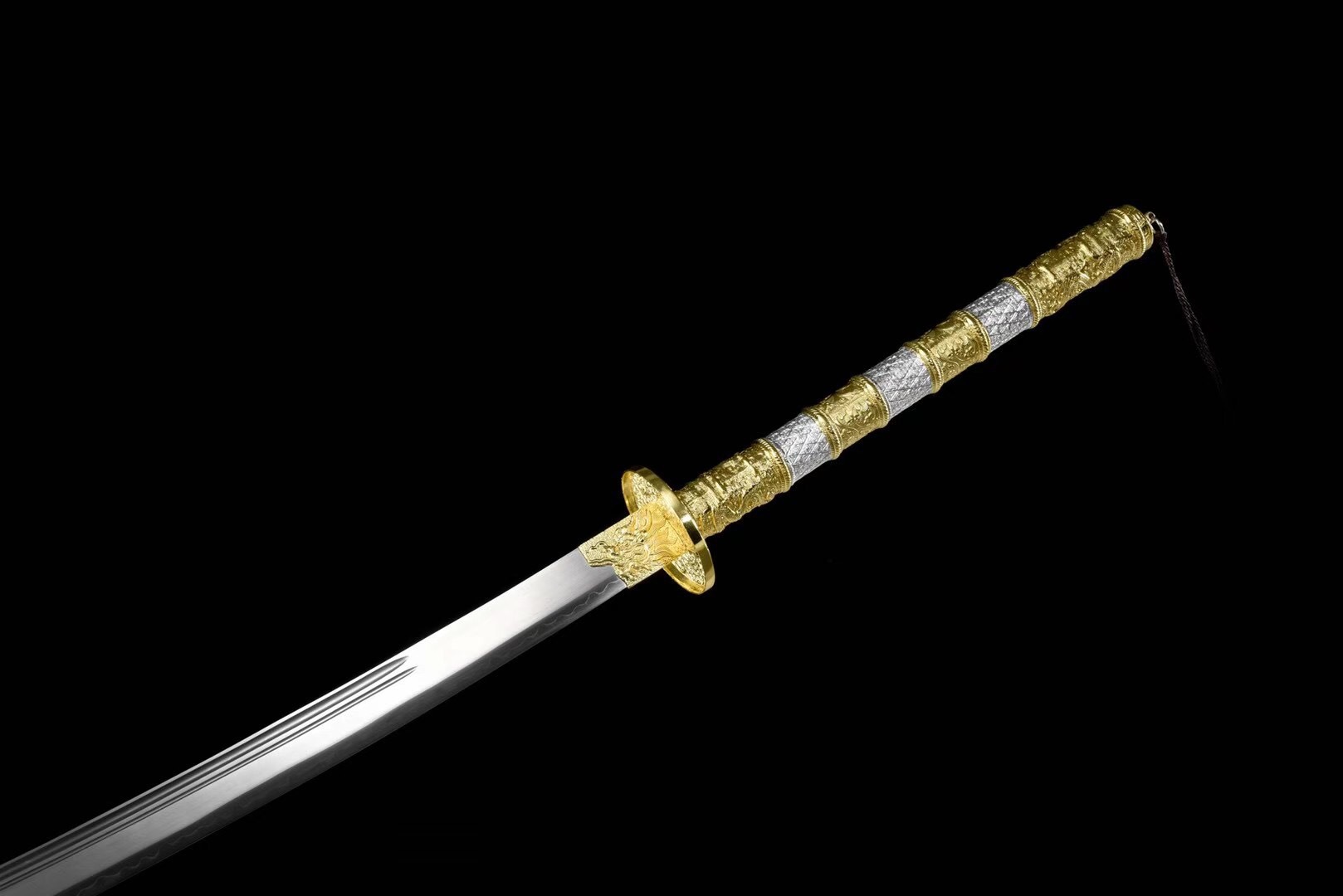 厂家批发龙泉市刀剑 实木包皮t10烧刃锻打 中式传统康熙一体长刀