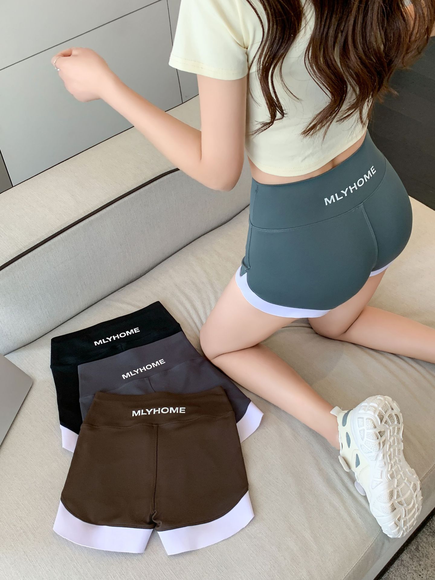 No Embarrassment Line Contrast Color Shark Pants Women's Summer Thin Slim-Fitting Seamless Outer Wear Sports Bottoming Safety Shorts