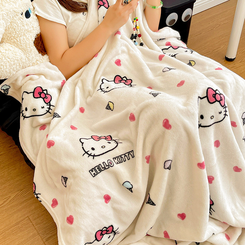 ins少女风牛奶绒毛毯秋冬季办公室沙发盖毯三丽鸥毛毯被礼品毯