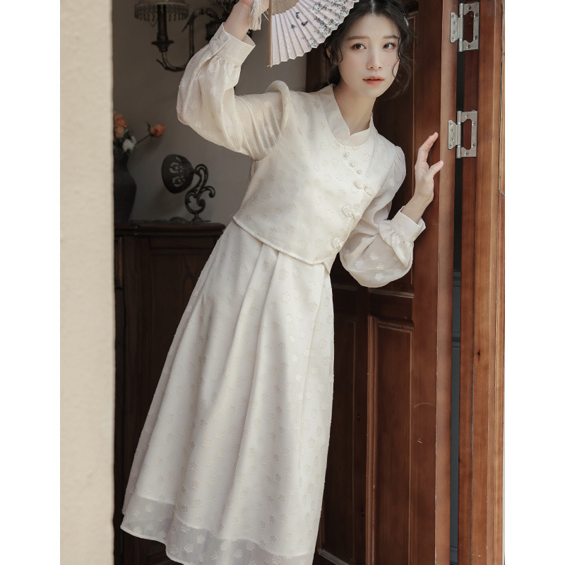 春季复古民国风小洋装新中式改良旗袍年轻款长袖女装气质连衣裙