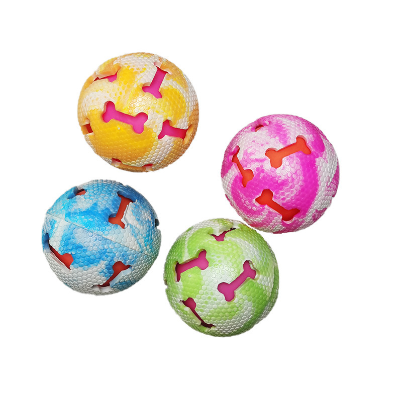 Bite-Resistant Dog Toy Factory Hollow Footprints Bone Luminous Ball Pet TPR Elastic Ball Funny Dog Sound Toy