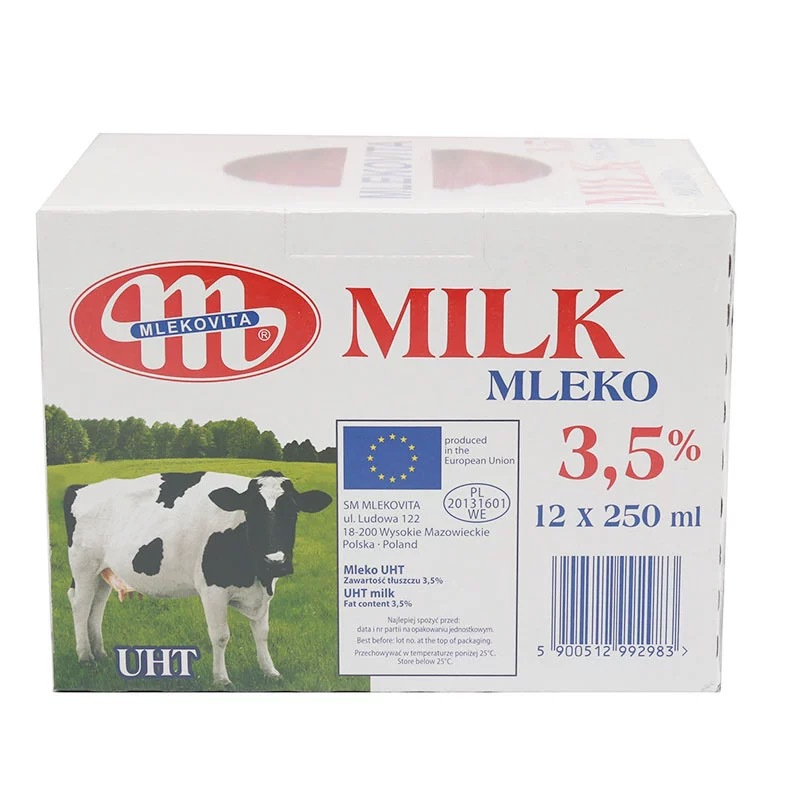 波兰mlekovita妙亚牛奶乐口妙可维早餐奶学生奶250ml×12瓶箱装