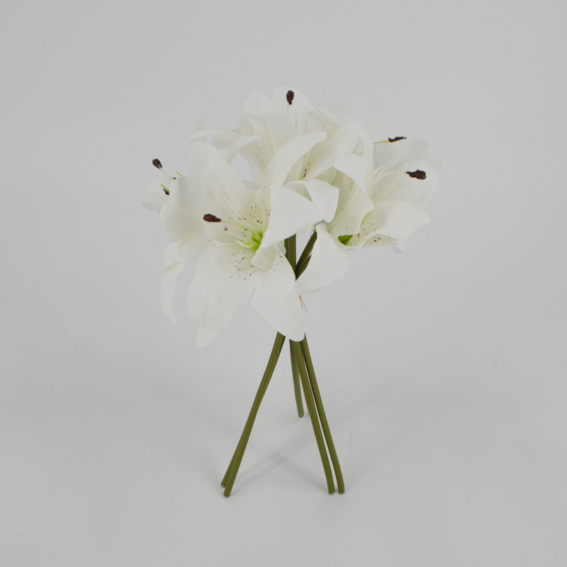 6头手感百合厂家批发 小清新迷你百合花束餐桌室内装饰摆件客厅摆