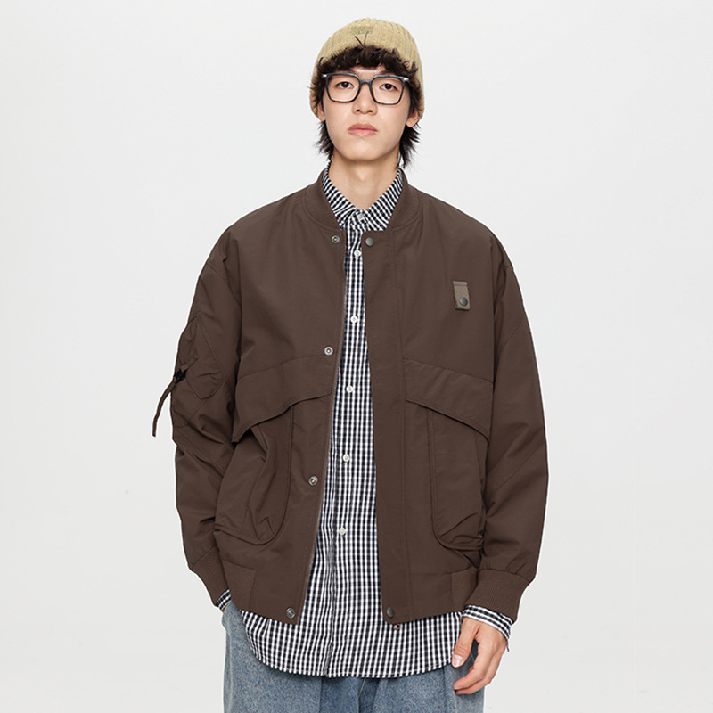 gtrg春秋款潮流复古休闲加绒棒球服夹克美式高街罗纹底摆工装外套