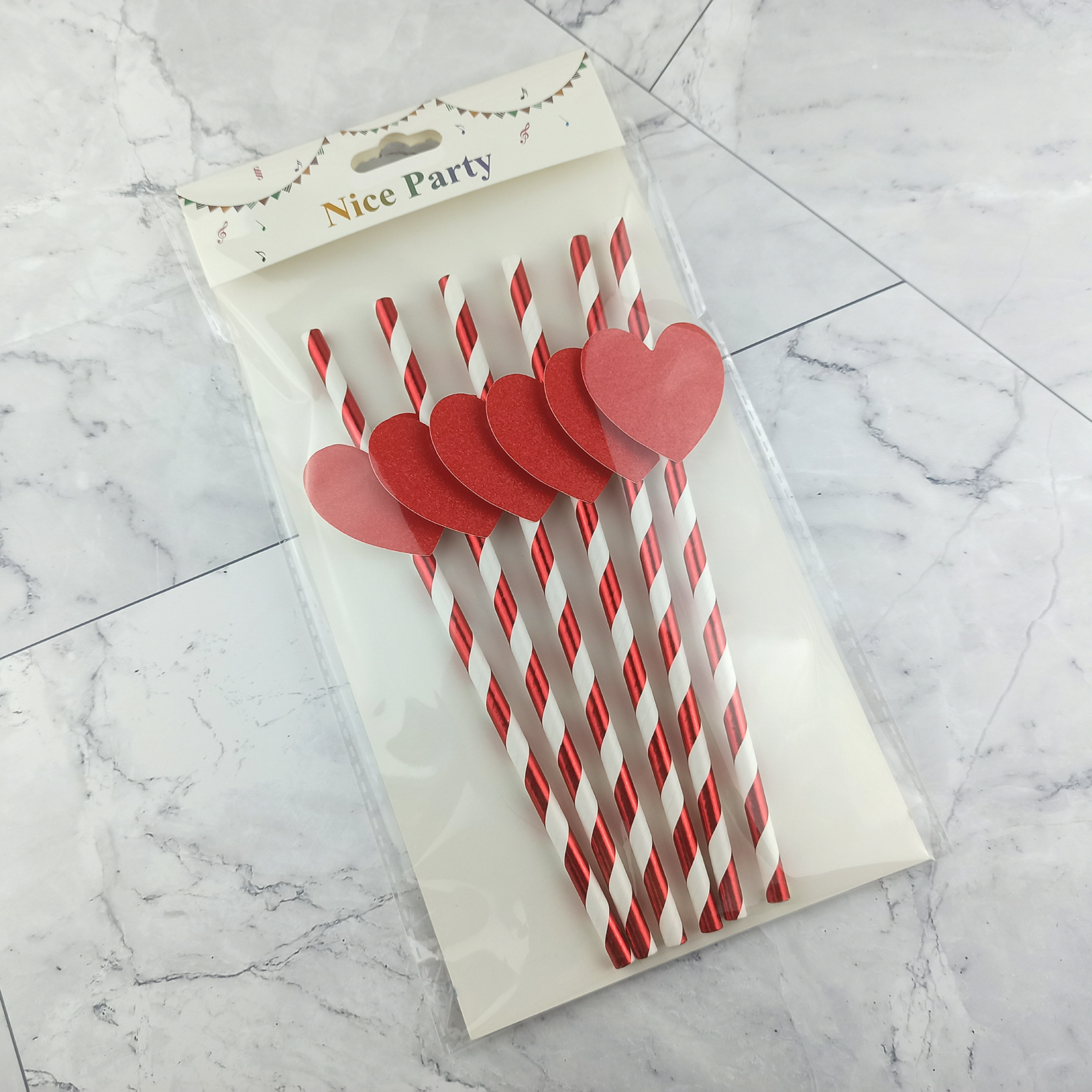 wholesale disposable degradable valentine‘s day party love decoration juice drink paper sucker paper straw