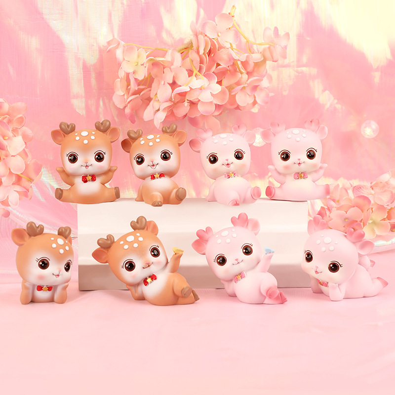 初心小萌鹿可爱摆件少女心学生礼品创意家居汽车摆件蛋糕装饰用品