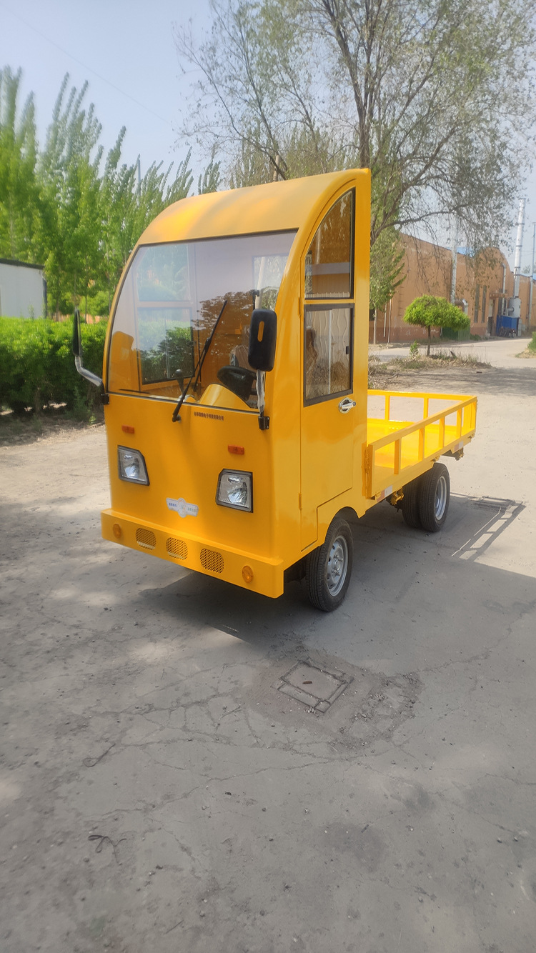 厂家直供电动四轮平板拉货车大功率5吨全棚倒货车物流搬运养猪车