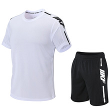 2022男夏季新款短袖套装T恤男士速干跑步宽松休闲运动服大码男式T
