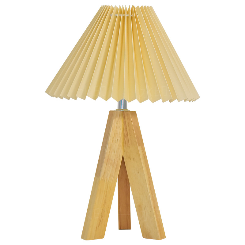 Table Lamp Bedroom Bedside Lamp Internet Celebrity Ins Girl Remote Control Ambience Light Led Nordic Vintage Pleated Decoration Lamp in the Living Room