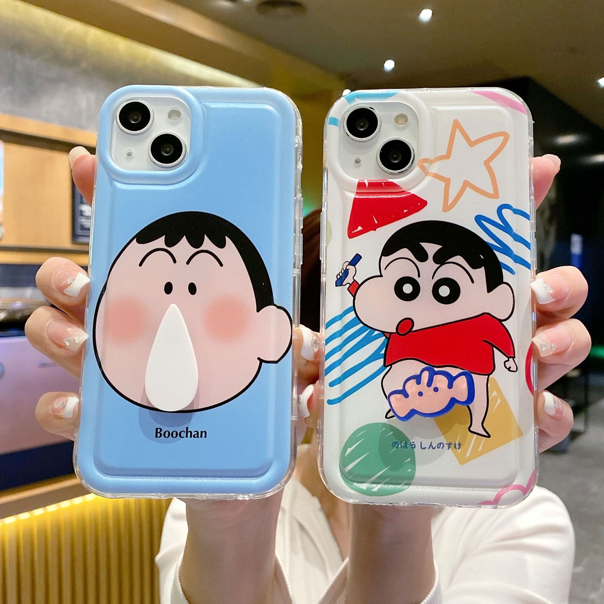 suitable for iphone15 cartoon snot a daze， crayon xiaoxin rotatable apple 12 photo frame airbag soft case