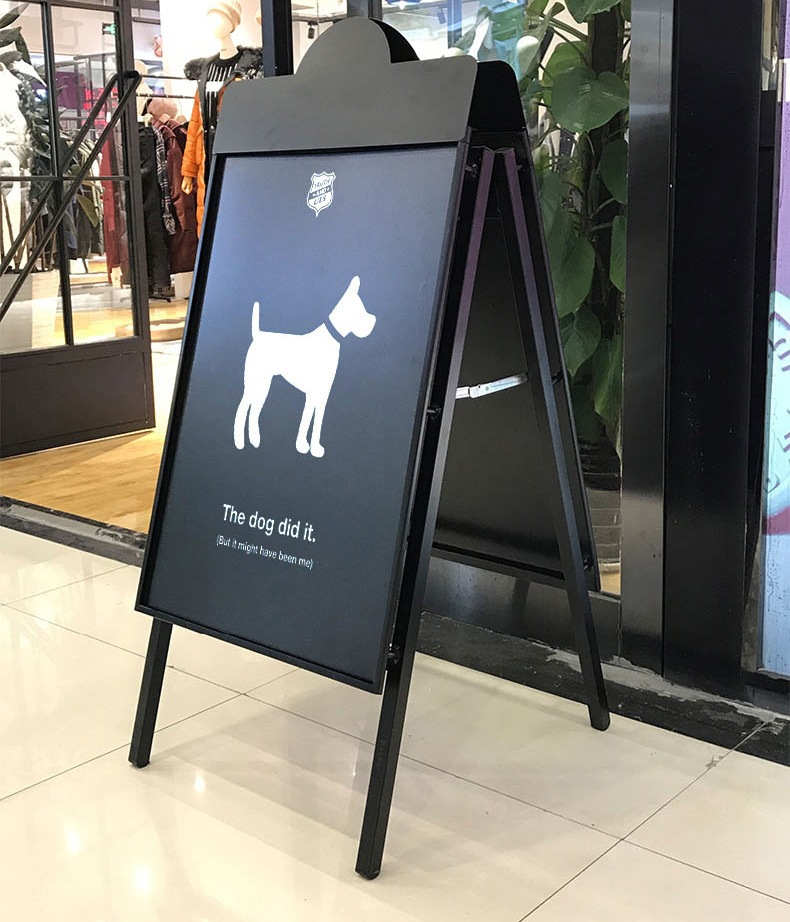 铁质单面手提海报架商场广告宣传折叠展架奶茶店招聘户外宣传展架