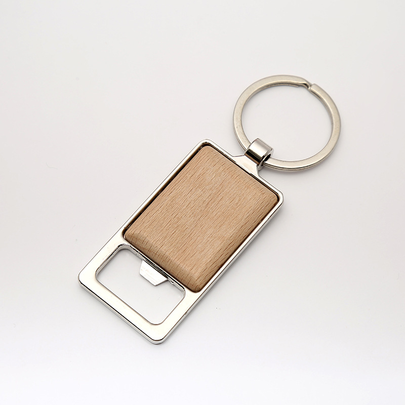 Cross-Border Hot Selling Metal Corkscrew Keychain Wooden Bottle Opener Keychain Pendant Bag Pendant Promotional Gift