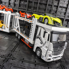 恒腾535-183仿真双层运输车合金模型声光平板大卡车儿童玩具礼物