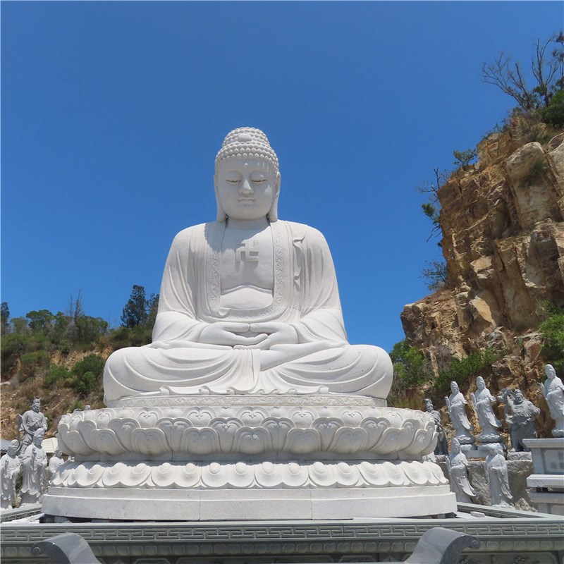 惠安石雕佛像厂家雕刻寺庙寺院芝麻白如来佛祖药师佛雕塑石材佛像