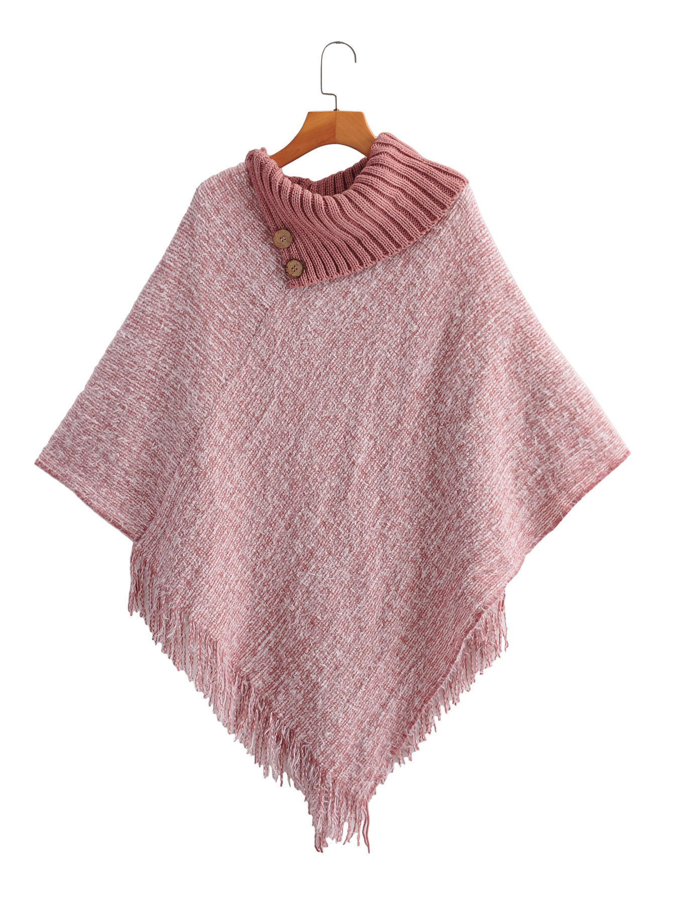 y7509-韩版女装批发2021夏季新款  气质翻领针织流苏披肩斗篷女