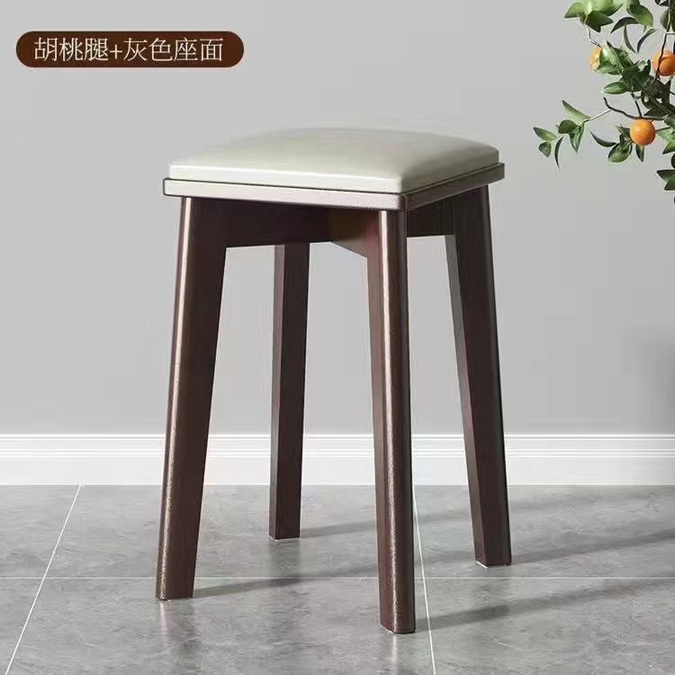 餐厅家用木板凳现代凳子餐凳可叠放实木凳子方凳餐桌软包轻奢高凳