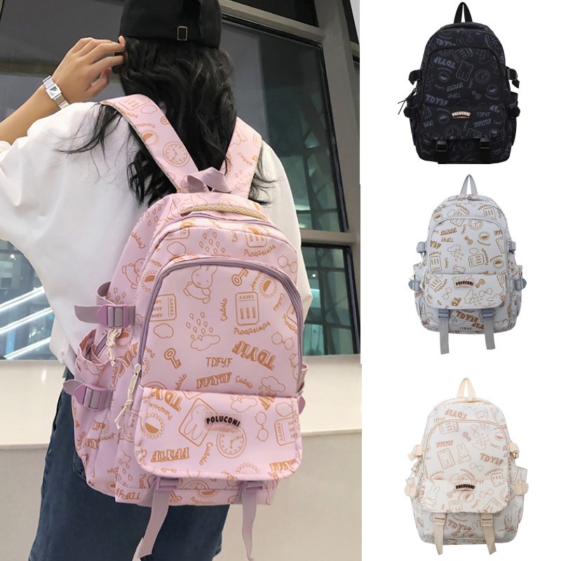 Wholesale New Schoolbag for Primary and Secondary School Girls Cute Graffiti Backpack Casual Simple All-Match Junior and Middle School Students Backpack