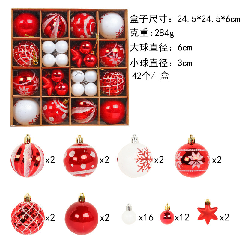 2022 Christmas Ball Set Christmas Tree Colored Drawing Ball Hanging Ornament Pendant Electroplating Ball Holiday Decoration Ball Mixed Gift Box