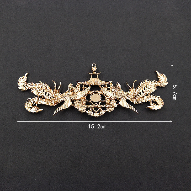 DIY Tuinga Material Antique Bridal Headdress Double Phoenix Alloy Accessories Handmade Material Hairpin Accessories Tuinga Phoenix Coronet