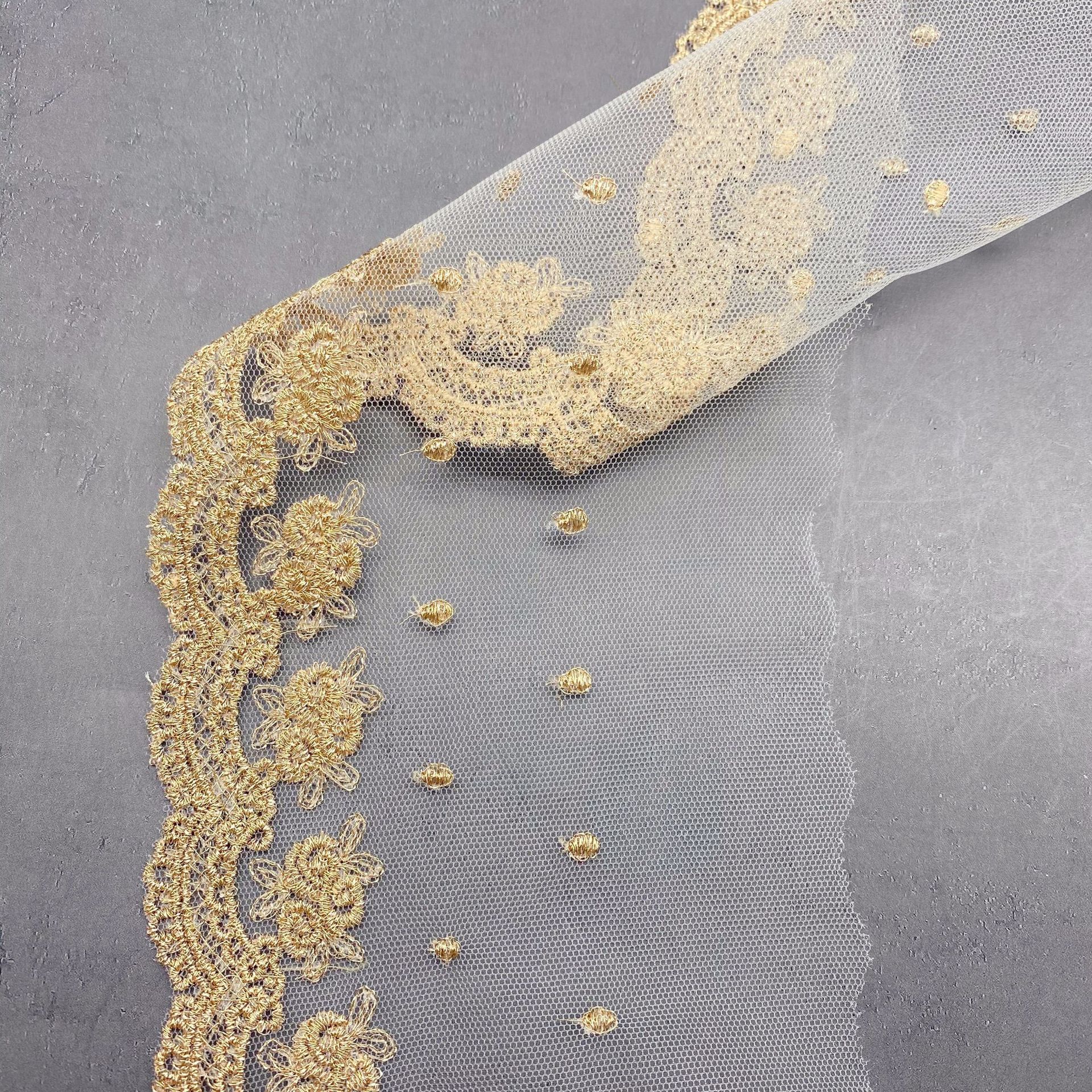 洛丽塔花边 刺绣花边网纱点点波浪玫瑰花朵蕾丝电脑绣花服装辅料