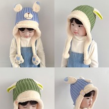 秋冬季儿童帽子防风男女童护耳帽加绒保暖宝宝帽子可爱超萌套头帽