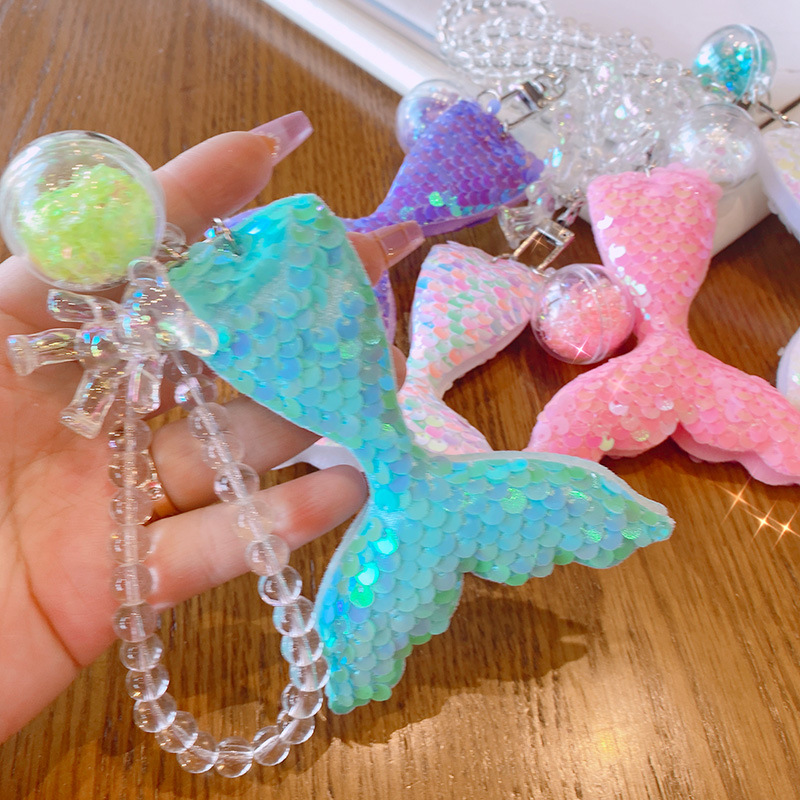 hd4331a05 镭射亮片人鱼公主可爱小熊挂件网红包包挂件钥匙扣挂饰