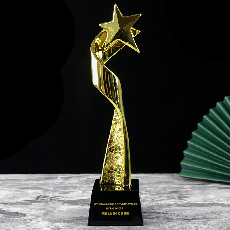 镀金奖杯高档大气浮雕金树脂创意现货五角星儿童公司优秀员工颁奖