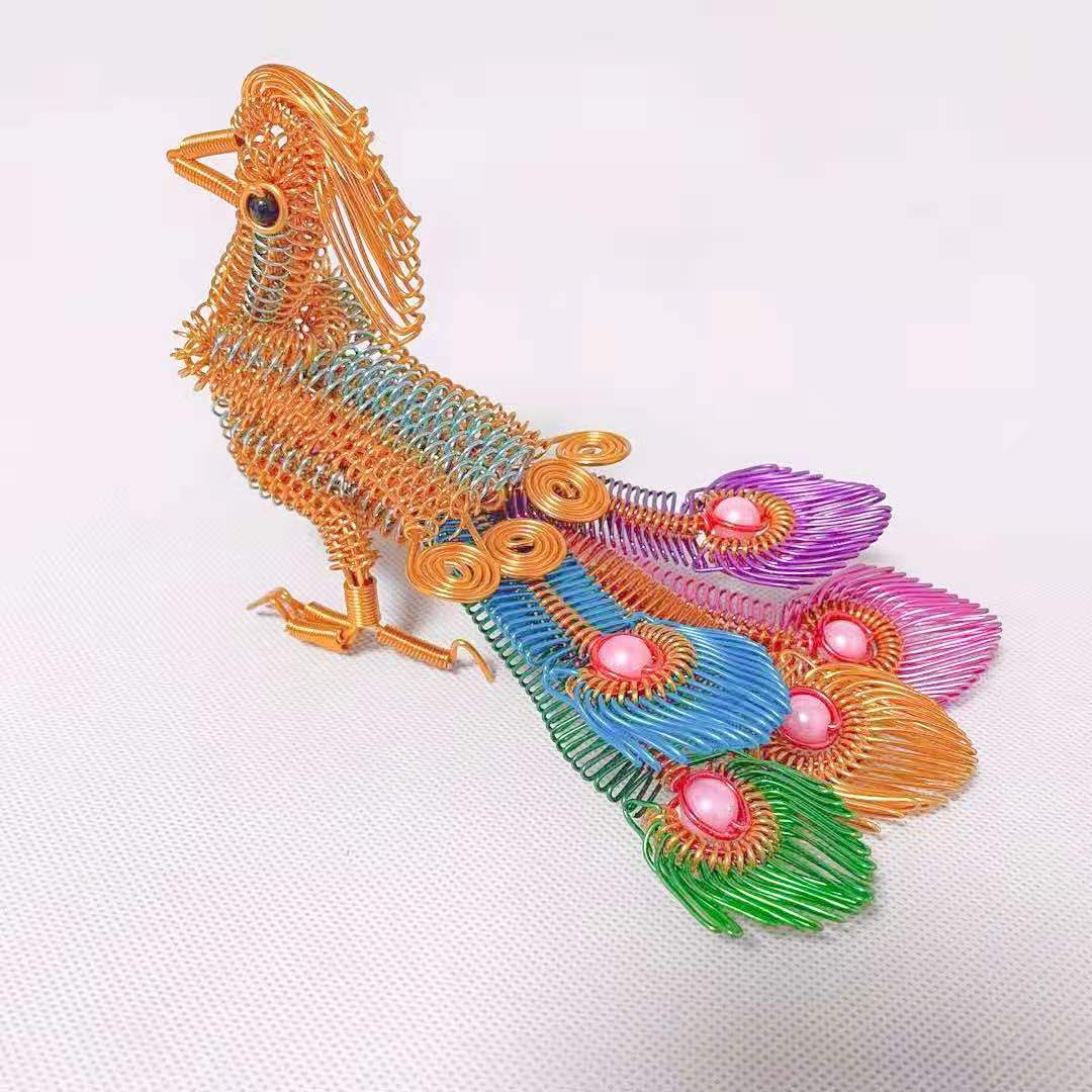 (5尾巴凤凰)彩色氧化铝线摆件创意手工铝线手工艺品材料包龙动物