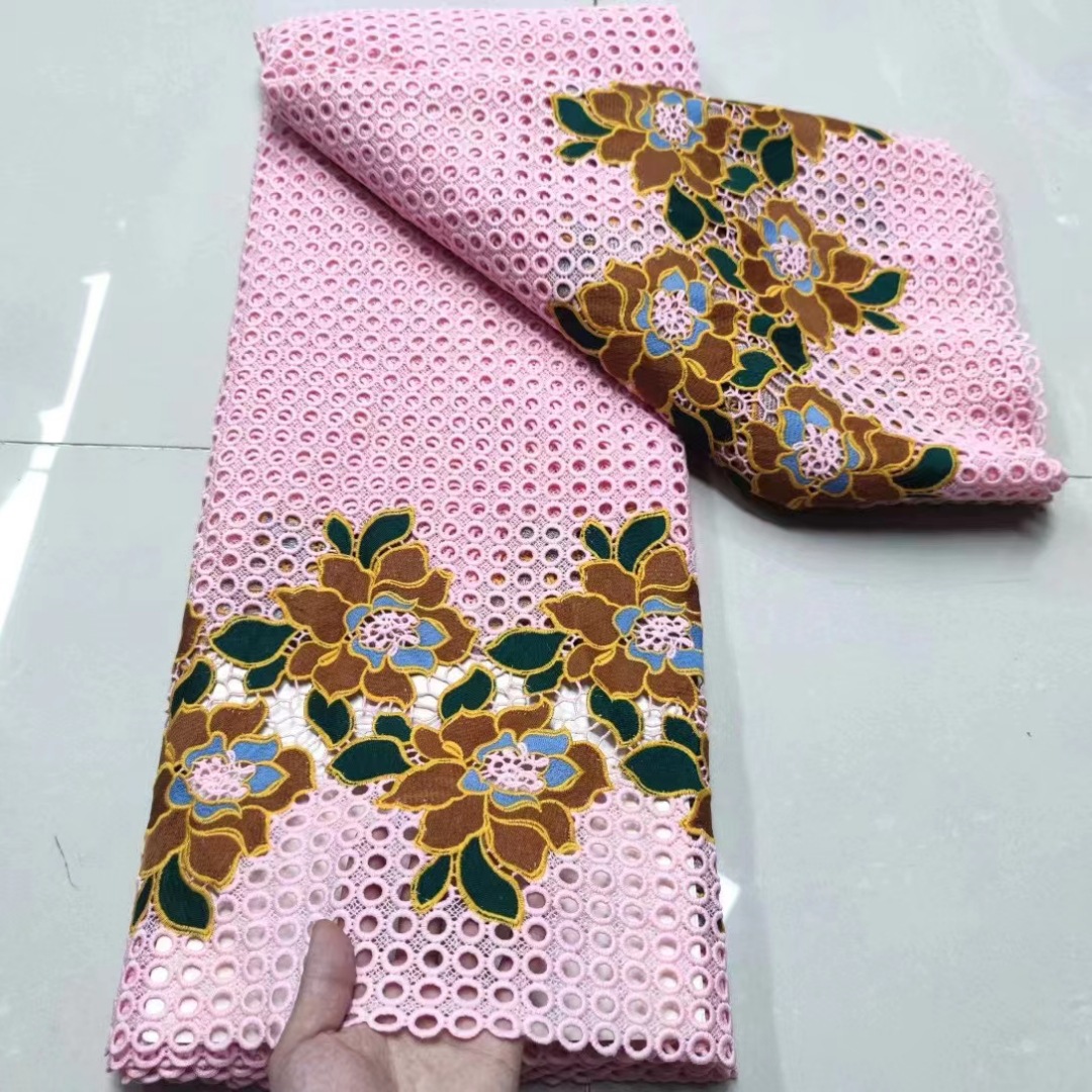 2021新款清新镂空水溶绣花面料刺绣花朵图案绣花布时装辅料jx1134