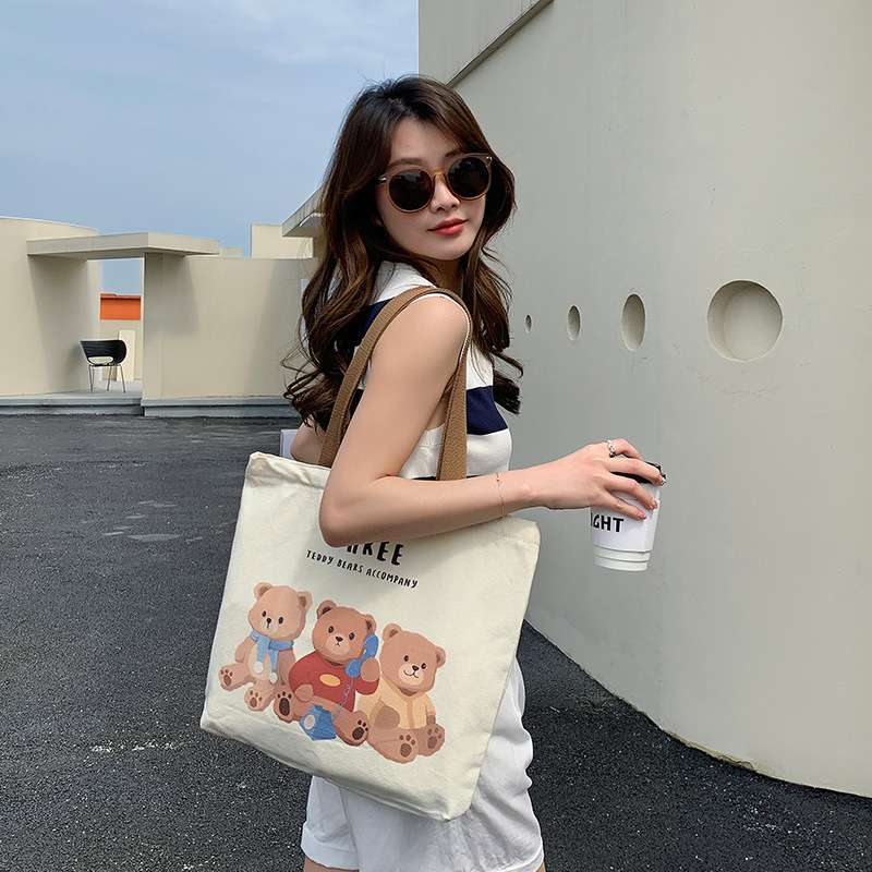 Canvas Bag Female 2024 Spring/Summer New Shoulder Bag Student Versatile Handheld Cloth Bag Large Capacity Cloth Bag Canvas Bag