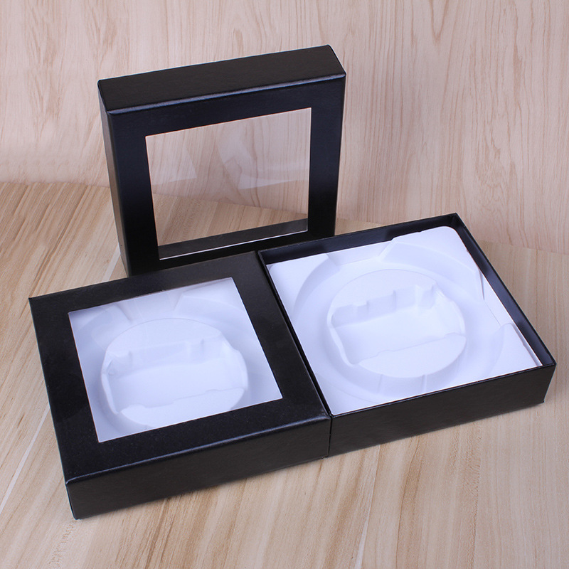 Black Drawer Tiandigai Gilding Hard Paper Gift Belt Birthday Gift Packing Box Window Transparent Box Processing