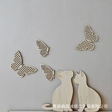 木质激光雕刻蝴蝶墙壁装饰儿童房间立体蝴蝶木片镂空编织背景蝴蝶