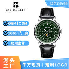 表男全自动机械表可定制logo商务名牌真皮表带全自动机械男士表