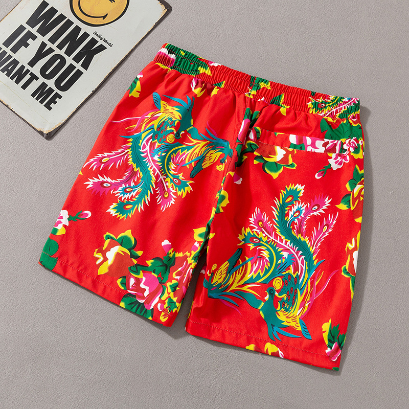 东北大花布沙滩裤2021夏季休闲短裤情侣五分裤民族风二人转花裤衩