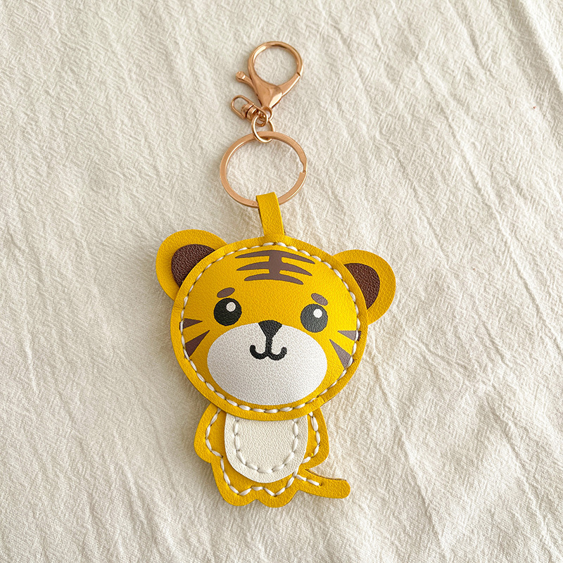 New Year of Tiger Big Ji TikTok Year of Tiger Tiger Key Chain Small Cute Tiger Key Chain DIY Material Package Hand-Made Bag Pu