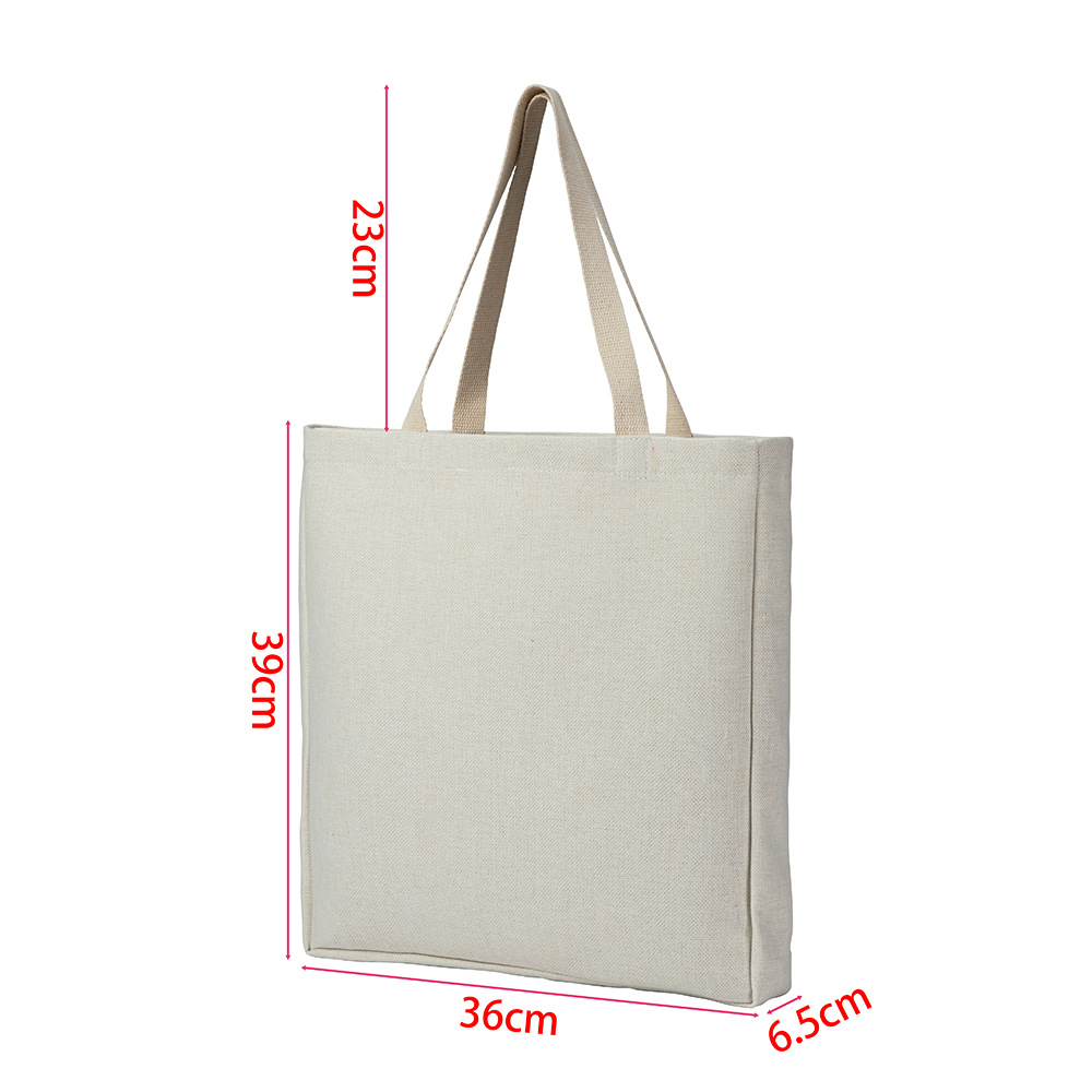 Sublimation New 2022 Book Bag Shopping Bag with Side 380G Composite Cotton Linen Shopping Bags Outdoor Handbag